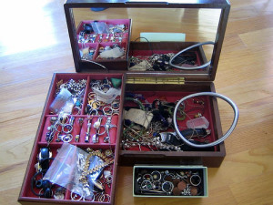 Jewelry box with old jewelry